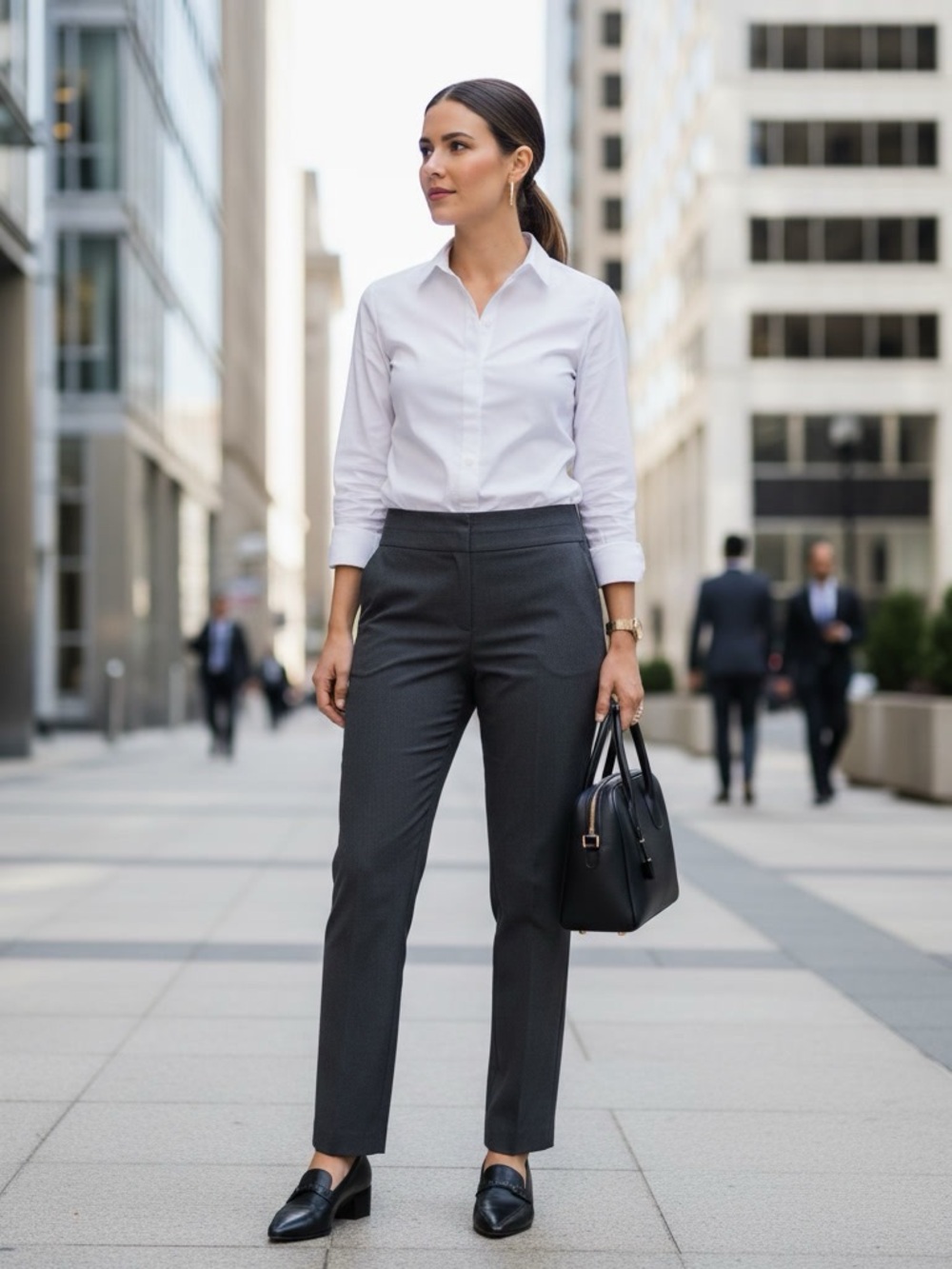 LAND’ N SEA Charcoal Gray Flat Front Dress Pants Trouser Size 8 Professional